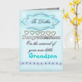 ブルー新生児おめでとうカードおばあちゃん カード (黄色い花)