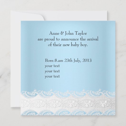 ブルー新生児ボーイアナウンセメントフォト 案内状 (裏面)