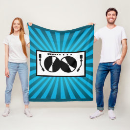 ブルー日が差すことDJターンテーブル音楽 フリースブランケット