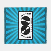 ブルー日が差すことDJターンテーブル音楽 フリースブランケット (正面(横))