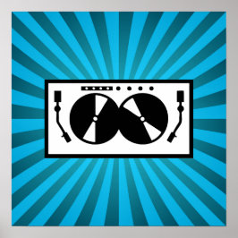 ブルー日が差すことDJターンテーブル音楽 ポスター