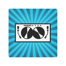 ブルー日が差すことDJターンテーブル音楽 メタルプリント