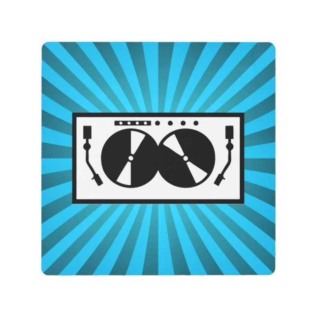 ブルー日が差すことDJターンテーブル音楽 メタルプリント (正面)