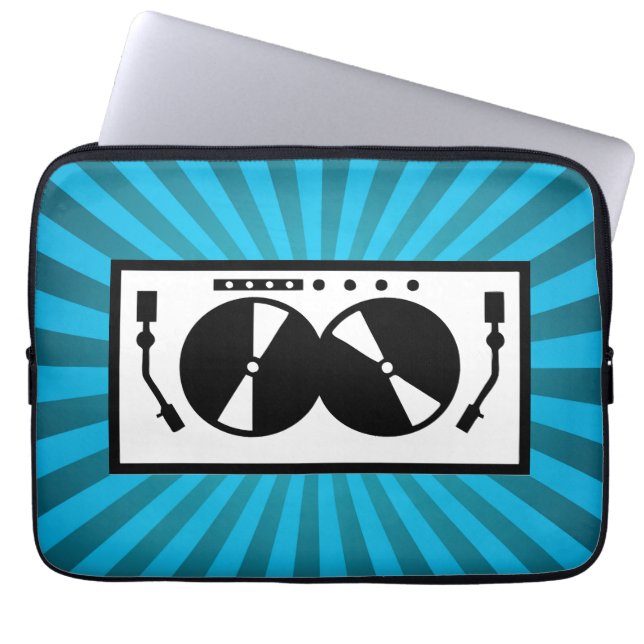 ブルー日が差すことDJターンテーブル音楽 ラップトップスリーブ (正面)