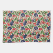 ブルー日本のとレッドベリー キッチンタオル (横)