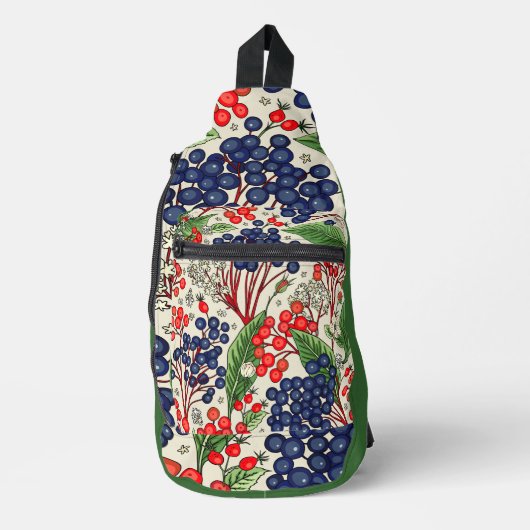 ブルー日本のとレッドベリー スリングバッグ (正面)