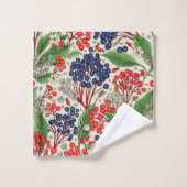 ブルー日本のとレッドベリー バスタオルセット (ウォッシュタオル)