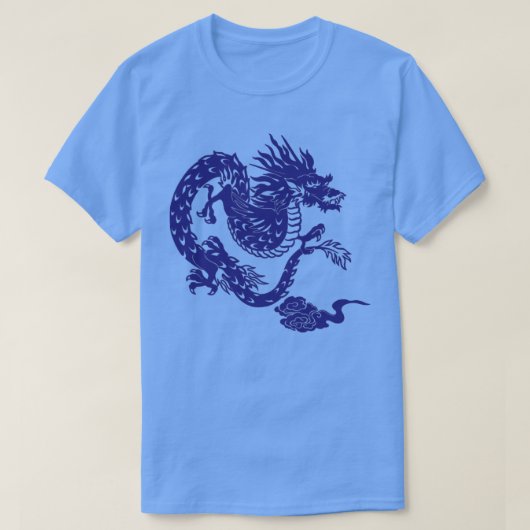 ブルー日本のドラゴン Tシャツ (デザイン正面)