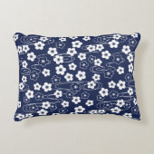 ブルー日本の桜さくらんぼ花 アクセントクッション (正面)