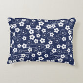 ブルー日本の桜さくらんぼ花 アクセントクッション (裏面)