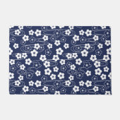 ブルー日本の桜さくらんぼ花 ドアマット (正面)