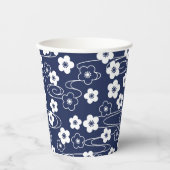 ブルー日本の桜さくらんぼ花 紙コップ (正面)