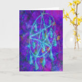 ブルー星形五角形ロイヤル カード (黄色い花)