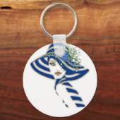 ブルー春の花ウェディングギフト キーホルダー (正面)