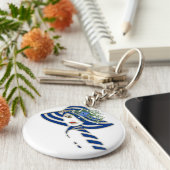 ブルー春の花ウェディングギフト キーホルダー (側面)