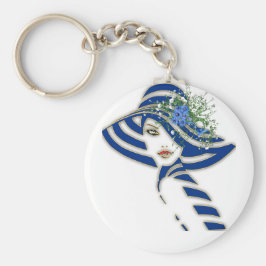 ブルー春の花ウェディングギフト キーホルダー