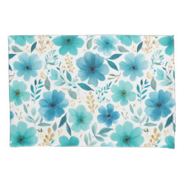 ブルー春の花ブルーミングウォーターカラー植物学 枕カバー