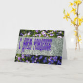 ブルー春の花&デニムロシアのハッピーバースデー カード (黄色い花)