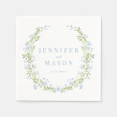 ブルー春フラワーラスティッ結婚クの紙ナプキンス スタンダードカクテルナプキン (正面)