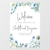 ブルー春フローラシックへようこそ私たち結婚の ウィンドウサイン (シート)