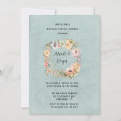 ブルー春牡丹結婚のカップルのシャワーを更新 招待状 (正面)