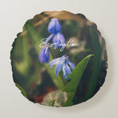 ブルー春花 ラウンドクッション (正面)