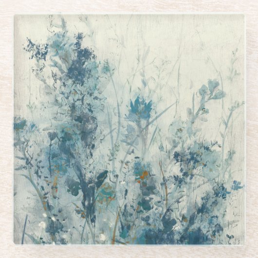 ブルー春 ガラスコースター (正面)