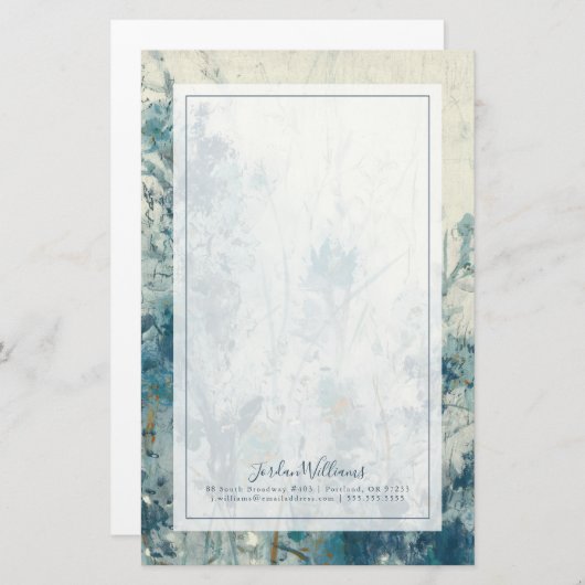 ブルー春 便箋 (正面/裏面)