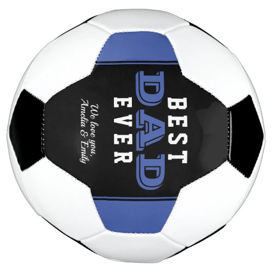 ブルー最高のパパエバータイポグラフィ父の日 サッカーボール (回転)