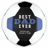 ブルー最高のパパエバータイポグラフィ父の日 サッカーボール (正面)