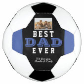 ブルー最高のパパエバーファーザータイポグラフィ写真 サッカーボール (正面)