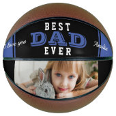 ブルー最高のパパエバーファーザータイポグラフィ写真 バスケットボール (正面)