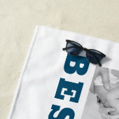 ブルー最高のパパーエバーファーザーの日3写真コラージュ ビーチタオル (インサイチュ)