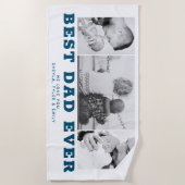 ブルー最高のパパーエバーファーザーの日3写真コラージュ ビーチタオル (正面)