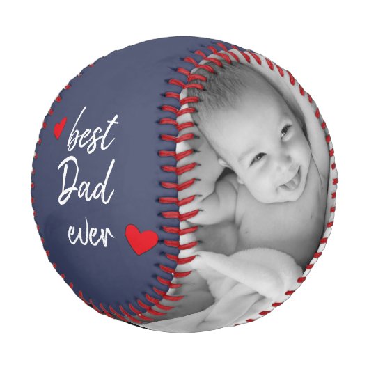 ブルー最高のパパEver 2フォトカスタム 野球ボール (アングル)