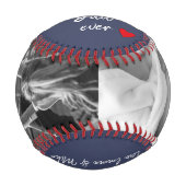 ブルー最高のパパEver 2フォトカスタム 野球ボール (正面)