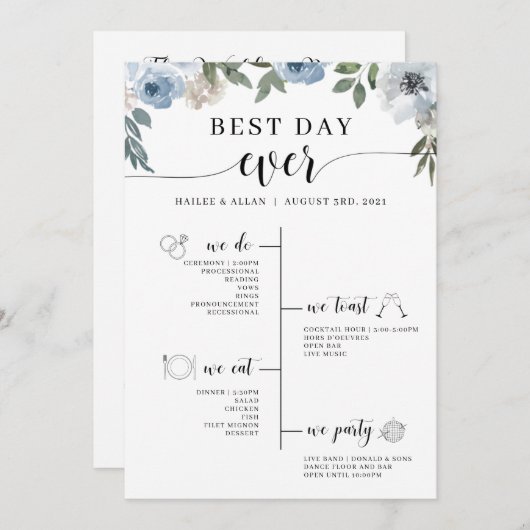 ブルー最高のフローラデーエバのタイムラ結婚インプログラム プログラム (正面/裏面)