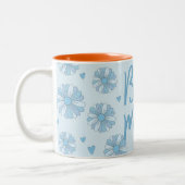 ブルー最高のママエバーマザーズデイマグ ツートーンマグカップ (左)