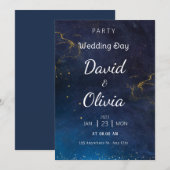 ブルー未来的結婚式招待状 招待状 (正面/裏面)
