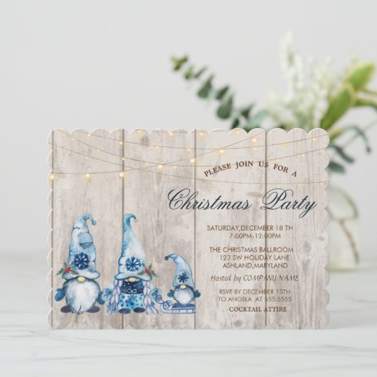 ブルー格言ウッドクリスマスパーティー 招待状 (スタンド正面)