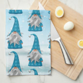 ブルー格言オンスノー キッチンタオル (四つ折り)