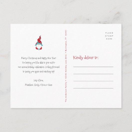 ブルー格言クリスマスホリデーパーティーフェスティバルかわいい インビテーションポストカード (裏面)