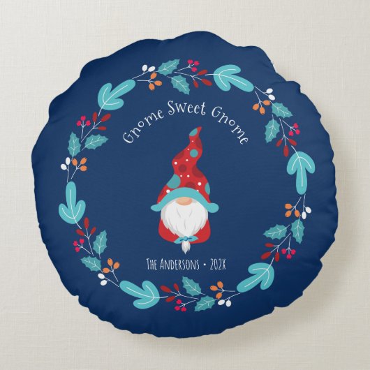 ブルー格言スウィート格言モダン小妖精や小人フローラリース ラウンドクッション (裏面)