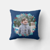 ブルー格言スウィート格言小妖精や小人フォトフローラリース クッション (裏面)