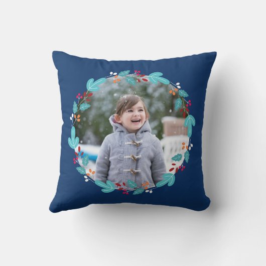 ブルー格言スウィート格言小妖精や小人フォトフローラリース クッション (裏面)