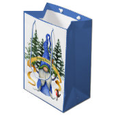 ブルー格言ホリデーウィッシュ ミディアムペーパーバッグ (正面アングル)