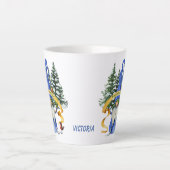 ブルー格言ホリデーウィーズパーソナライズされた カフェラテマグ (正面)