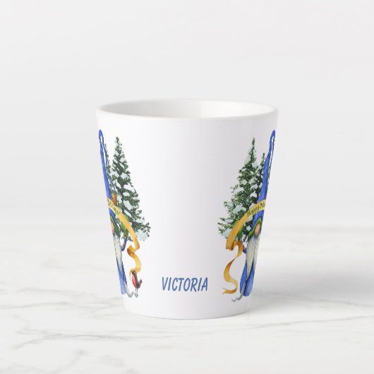 ブルー格言ホリデーウィーズパーソナライズされた カフェラテマグ (正面)