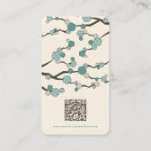 ブルー桜オリエンタル禅中国のさくらんぼの花 名刺 (裏面)