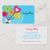 ブルー棒つきキャンデーキャンディショップベーカリー名刺 名刺 (正面/裏面)
